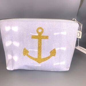 Koala Kanvas NWT Gold Metallic Anchor Lined Canvas Makeup Clutch Bag Sz M